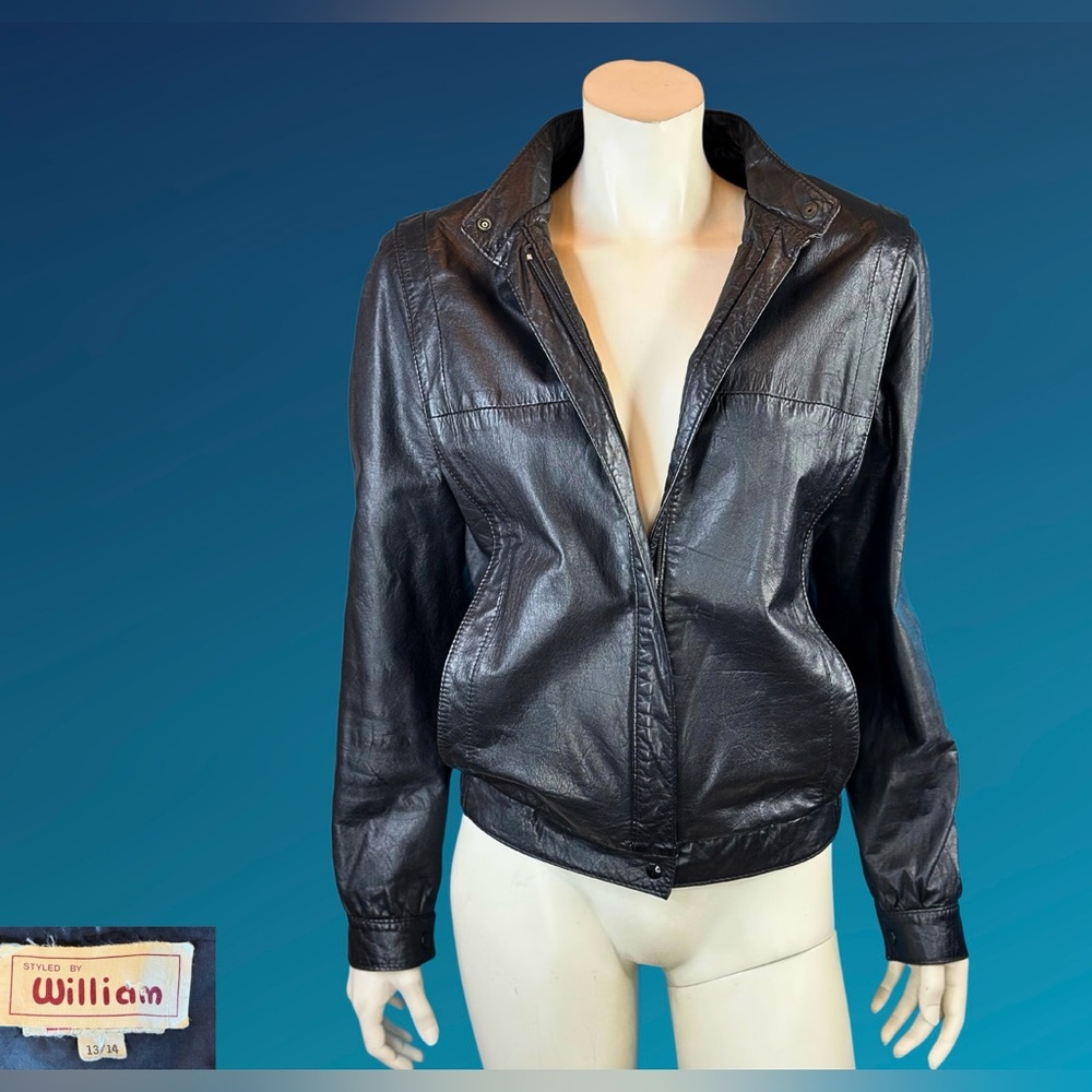 90s Moto Racer Black LEATHER Cafe Biker Jacket / M